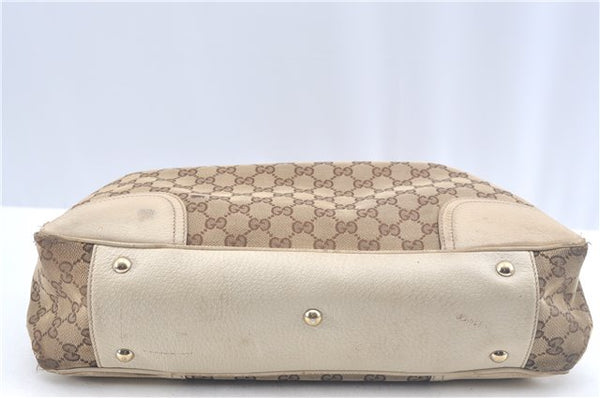 Authentic GUCCI Sherry Line Princy Ribbon Tote Bag GG Canvas 163805 Brown J9624