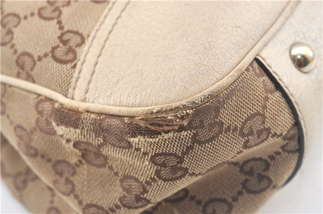 Authentic GUCCI Sherry Line Princy Ribbon Tote Bag GG Canvas 163805 Brown J9624