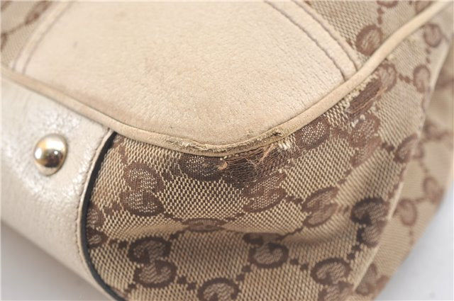 Authentic GUCCI Sherry Line Princy Ribbon Tote Bag GG Canvas 163805 Brown J9624