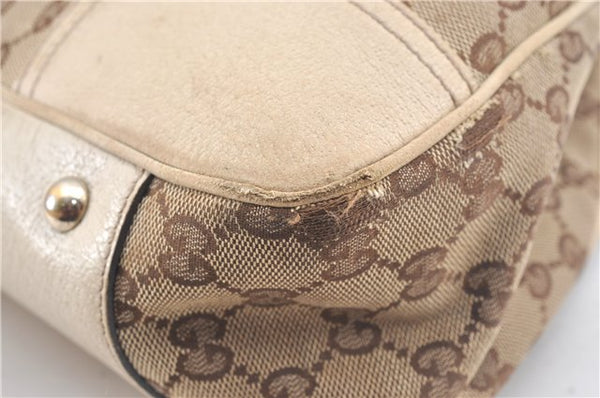 Authentic GUCCI Sherry Line Princy Ribbon Tote Bag GG Canvas 163805 Brown J9624