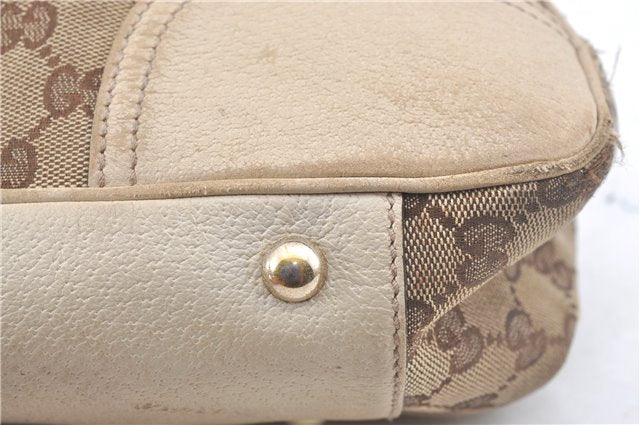 Authentic GUCCI Sherry Line Princy Ribbon Tote Bag GG Canvas 163805 Brown J9624