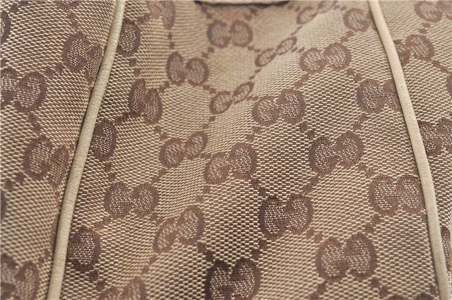Authentic GUCCI Sherry Line Princy Ribbon Tote Bag GG Canvas 163805 Brown J9624
