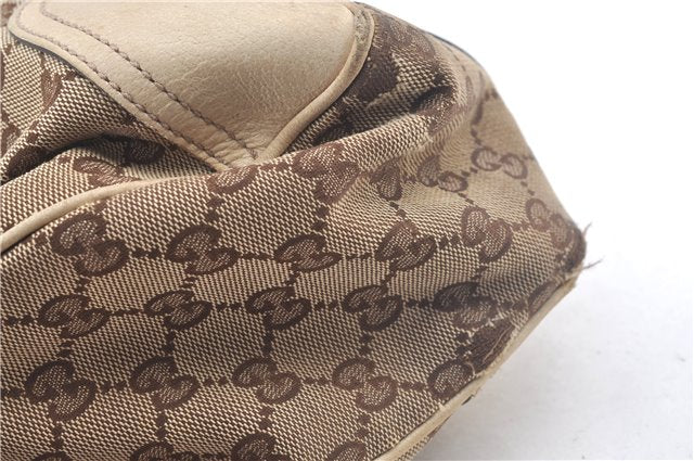 Authentic GUCCI Sherry Line Princy Ribbon Tote Bag GG Canvas 163805 Brown J9624