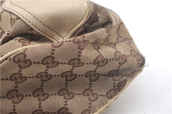 Authentic GUCCI Sherry Line Princy Ribbon Tote Bag GG Canvas 163805 Brown J9624