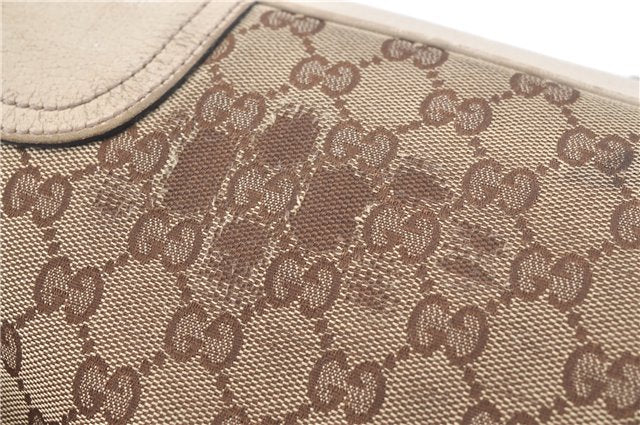 Authentic GUCCI Sherry Line Princy Ribbon Tote Bag GG Canvas 163805 Brown J9624