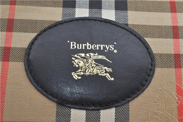 Authentic Burberrys Nova Check Garment Cover Canvas Leather Beige Black J9625