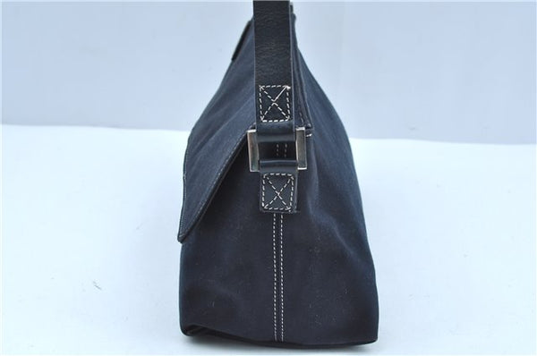 Authentic FENDI Vintage Shoulder Hand Bag Purse Canvas Leather Navy Blue J9628