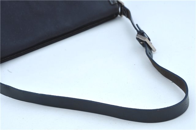 Authentic FENDI Vintage Shoulder Hand Bag Purse Canvas Leather Navy Blue J9628