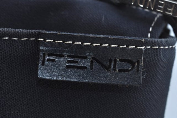 Authentic FENDI Vintage Shoulder Hand Bag Purse Canvas Leather Navy Blue J9628