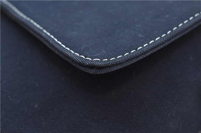 Authentic FENDI Vintage Shoulder Hand Bag Purse Canvas Leather Navy Blue J9628