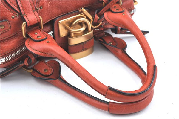 Authentic Chloe Vintage Paddington Leather Shoulder Hand Bag Purse Orange J9630