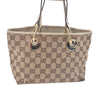 Authentic GUCCI Eclipse Hand Tote Bag GG Canvas Leather 120844 Brown Ivory J9633