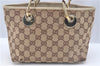 Authentic GUCCI Eclipse Hand Tote Bag GG Canvas Leather 120844 Brown Ivory J9633