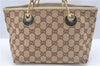 Authentic GUCCI Eclipse Hand Tote Bag GG Canvas Leather 120844 Brown Ivory J9633