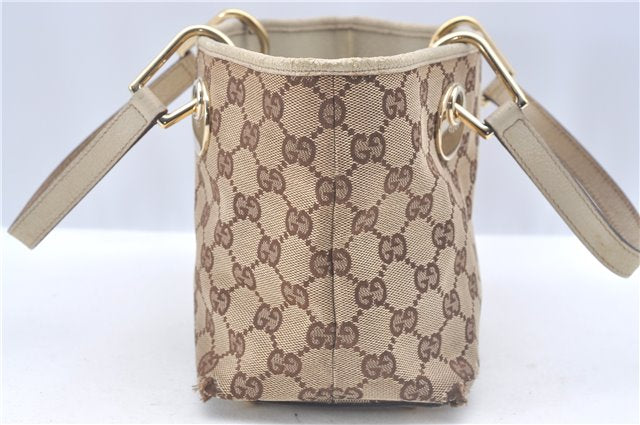 Authentic GUCCI Eclipse Hand Tote Bag GG Canvas Leather 120844 Brown Ivory J9633