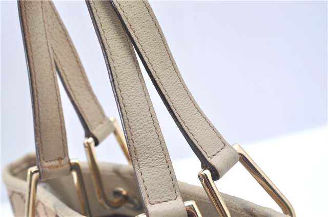 Authentic GUCCI Eclipse Hand Tote Bag GG Canvas Leather 120844 Brown Ivory J9633