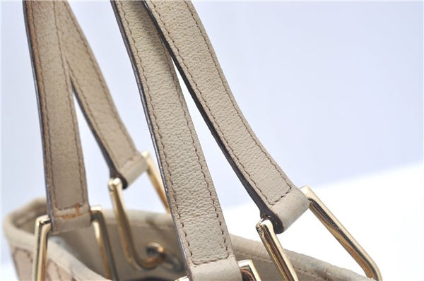 Authentic GUCCI Eclipse Hand Tote Bag GG Canvas Leather 120844 Brown Ivory J9633