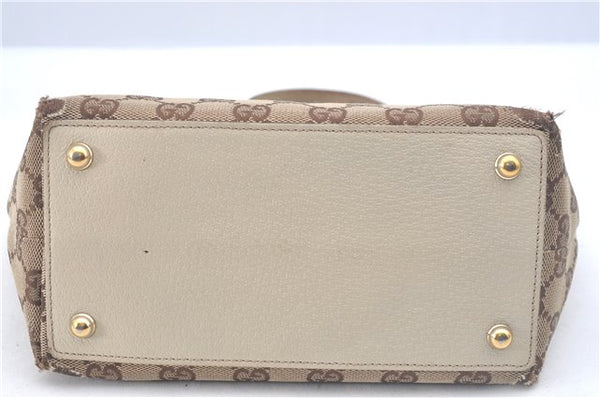 Authentic GUCCI Eclipse Hand Tote Bag GG Canvas Leather 120844 Brown Ivory J9633