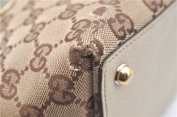 Authentic GUCCI Eclipse Hand Tote Bag GG Canvas Leather 120844 Brown Ivory J9633