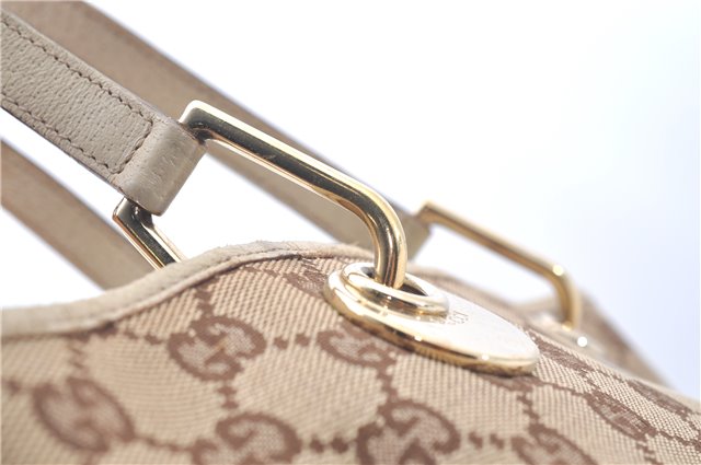 Authentic GUCCI Eclipse Hand Tote Bag GG Canvas Leather 120844 Brown Ivory J9633