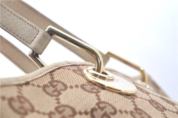 Authentic GUCCI Eclipse Hand Tote Bag GG Canvas Leather 120844 Brown Ivory J9633