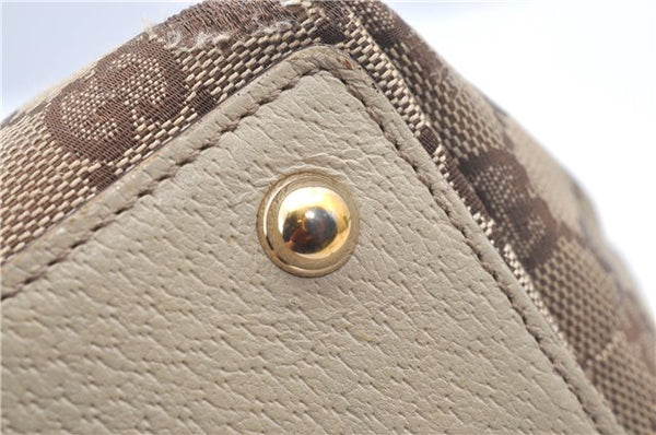 Authentic GUCCI Eclipse Hand Tote Bag GG Canvas Leather 120844 Brown Ivory J9633