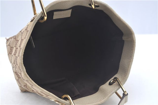Authentic GUCCI Eclipse Hand Tote Bag GG Canvas Leather 120844 Brown Ivory J9633
