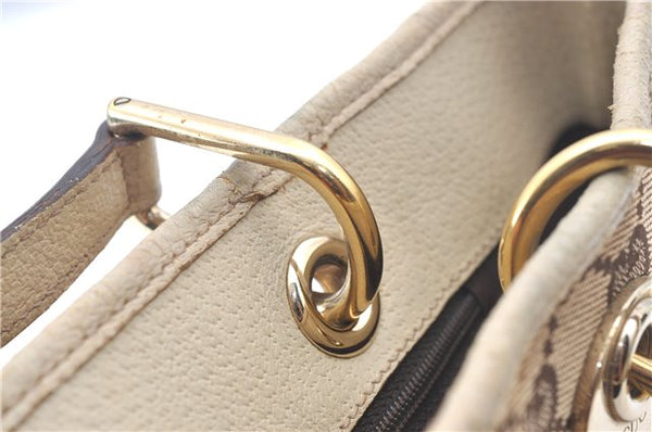 Authentic GUCCI Eclipse Hand Tote Bag GG Canvas Leather 120844 Brown Ivory J9633