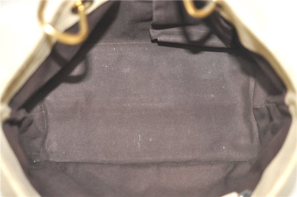 Authentic GUCCI Eclipse Hand Tote Bag GG Canvas Leather 120844 Brown Ivory J9633