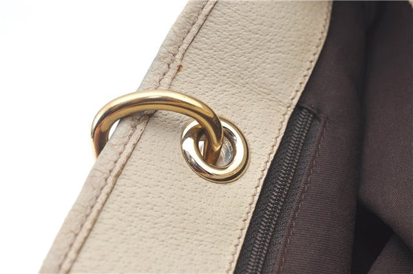 Authentic GUCCI Eclipse Hand Tote Bag GG Canvas Leather 120844 Brown Ivory J9633