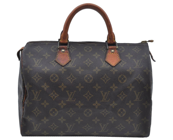 Authentic Louis Vuitton Monogram Speedy 30 Hand Boston Bag Purse M41526 LV J9634