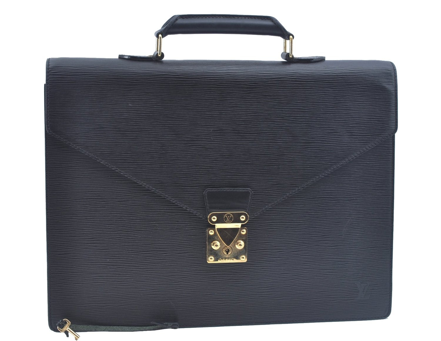 Authentic Louis Vuitton Epi Serviette Ambassadeur Black M54412 Briefcase J9639
