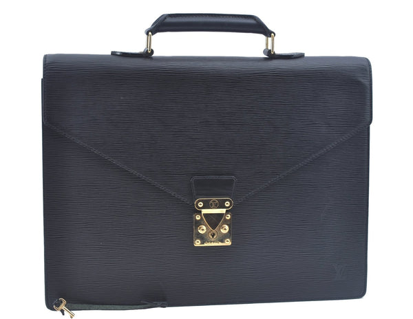 Authentic Louis Vuitton Epi Serviette Ambassadeur Black M54412 Briefcase J9639