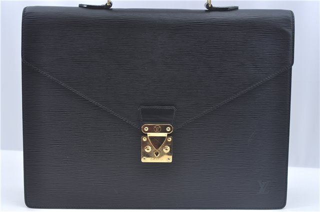 Authentic Louis Vuitton Epi Serviette Ambassadeur Black M54412 Briefcase J9639