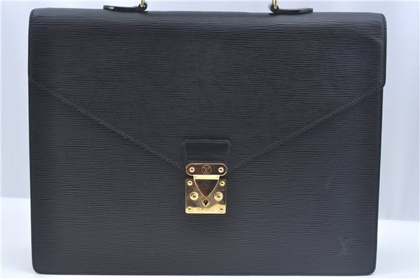 Authentic Louis Vuitton Epi Serviette Ambassadeur Black M54412 Briefcase J9639