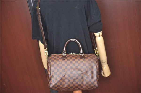 Authentic Louis Vuitton Damier Speedy Bandouliere 30 Hand Bag N41367 LV J9641