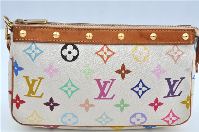 Louis Vuitton Monogram Multicolor Pochette Accessoires Pouch M92649 White J9643