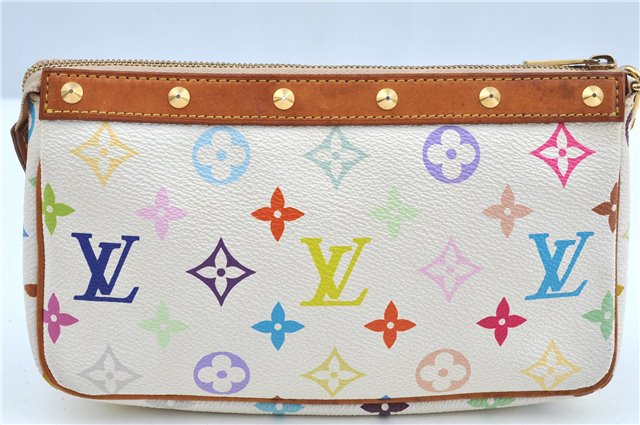 Louis Vuitton Monogram Multicolor Pochette Accessoires Pouch M92649 White J9643