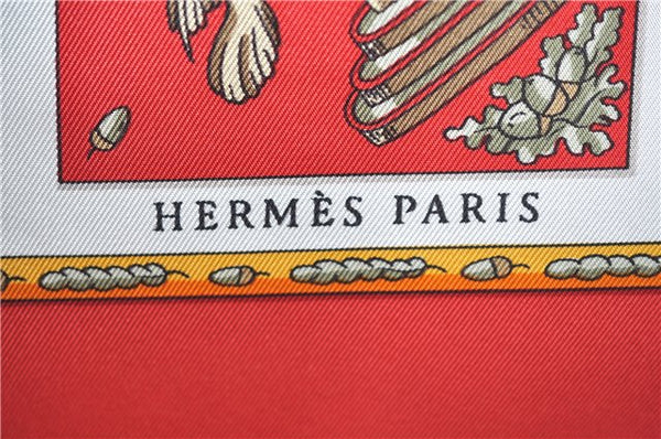 Authentic HERMES Carre 90 Scarf "le songe de poliphile" Silk Red Box J9645