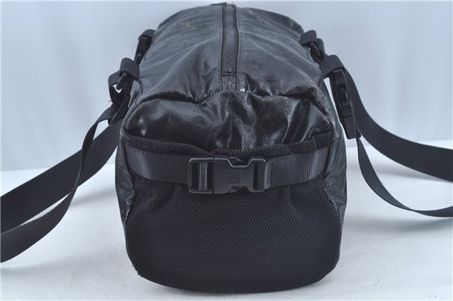 Authentic CHANEL Sports Line CC Logo Shoulder Boston Bag PVC Nylon Black J9647