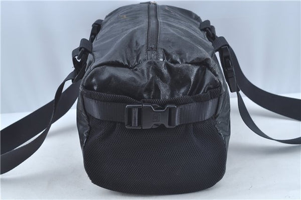 Authentic CHANEL Sports Line CC Logo Shoulder Boston Bag PVC Nylon Black J9647