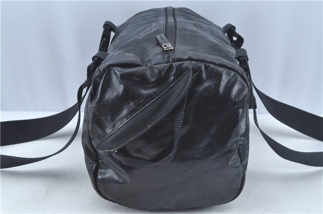 Authentic CHANEL Sports Line CC Logo Shoulder Boston Bag PVC Nylon Black J9647