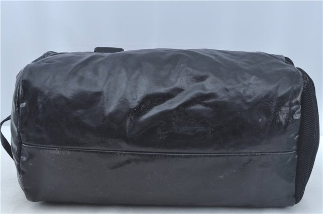 Authentic CHANEL Sports Line CC Logo Shoulder Boston Bag PVC Nylon Black J9647