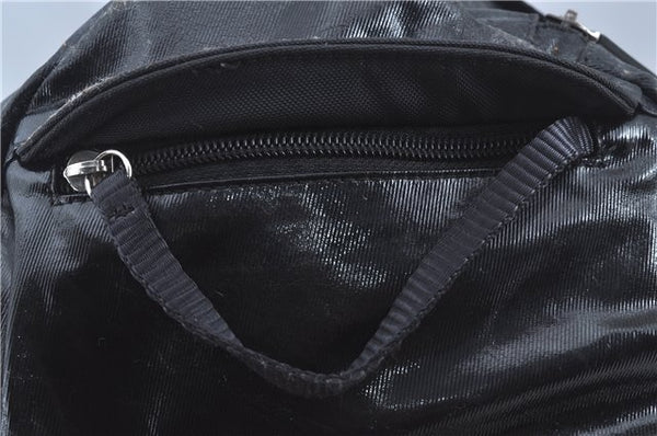 Authentic CHANEL Sports Line CC Logo Shoulder Boston Bag PVC Nylon Black J9647