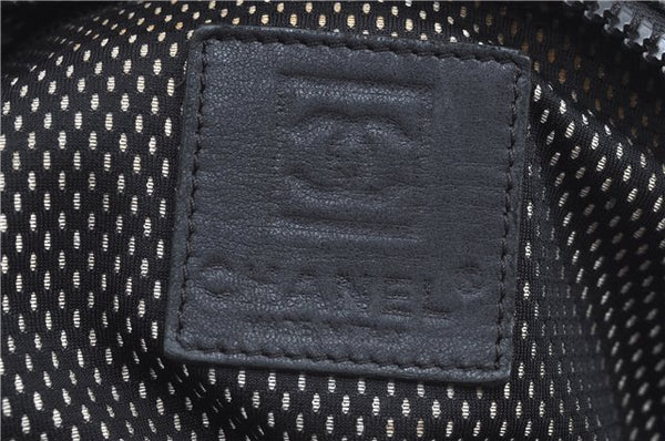 Authentic CHANEL Sports Line CC Logo Shoulder Boston Bag PVC Nylon Black J9647
