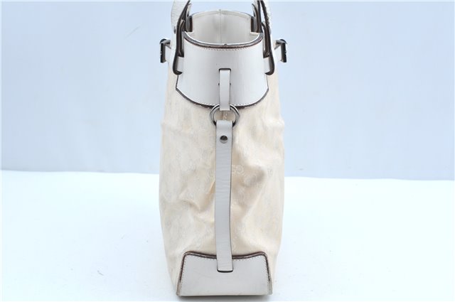 Authentic GUCCI Shoulder Tote Bag Purse GG Canvas Leather 107757 White J9650
