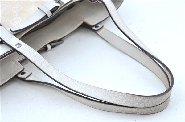 Authentic GUCCI Shoulder Tote Bag Purse GG Canvas Leather 107757 White J9650