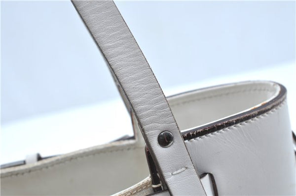 Authentic GUCCI Shoulder Tote Bag Purse GG Canvas Leather 107757 White J9650