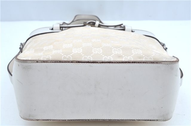 Authentic GUCCI Shoulder Tote Bag Purse GG Canvas Leather 107757 White J9650