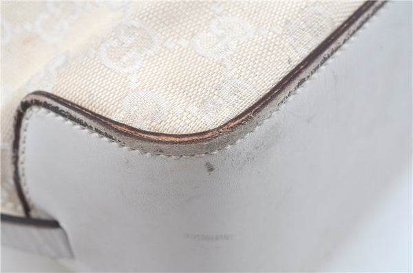 Authentic GUCCI Shoulder Tote Bag Purse GG Canvas Leather 107757 White J9650